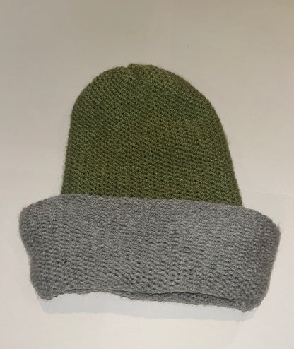 Signature Wooly Beanie original handmade reversible wool hat in dual tones.