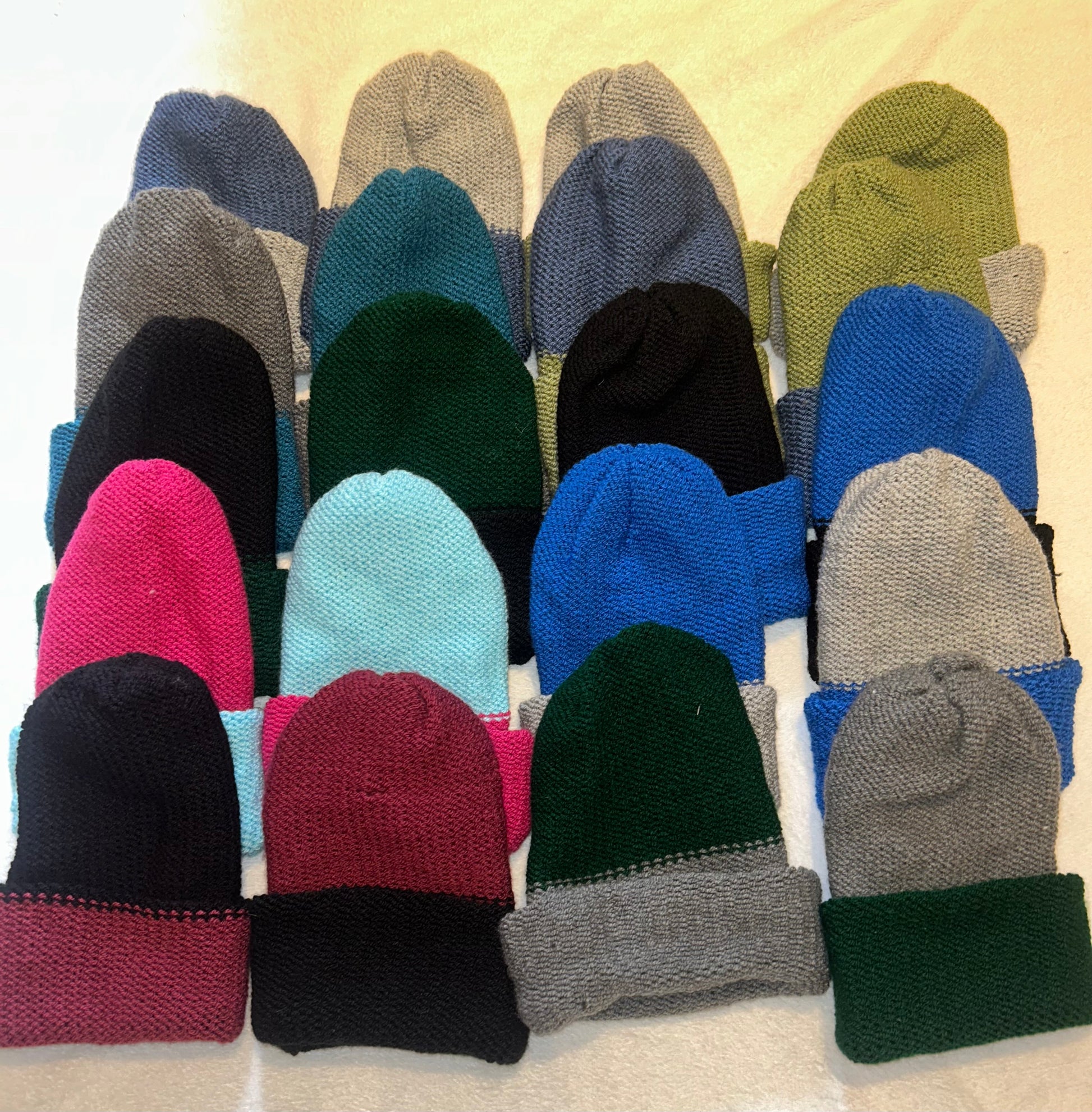 Signature Wooly Beanie original handmade reversible wool hat in dual tones.