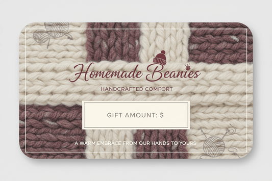 Handmade Beanies Digital Gift Card for artisanal hats and accessories.